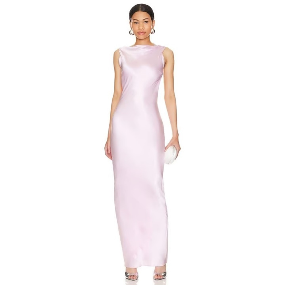 The Bar Pierre Pink Long Evening Dress Sleeveless Rhinestone Backless Size 8